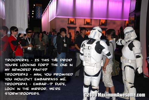 Fanboys were out in full force, photographing every booth babe and costumed character in sight.