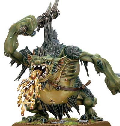 A puking river troll by Games Workshop for their Warhammer line.