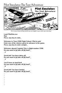 Pilot Simulator: The Text Adventure (from Flight by Dave McAwesome)